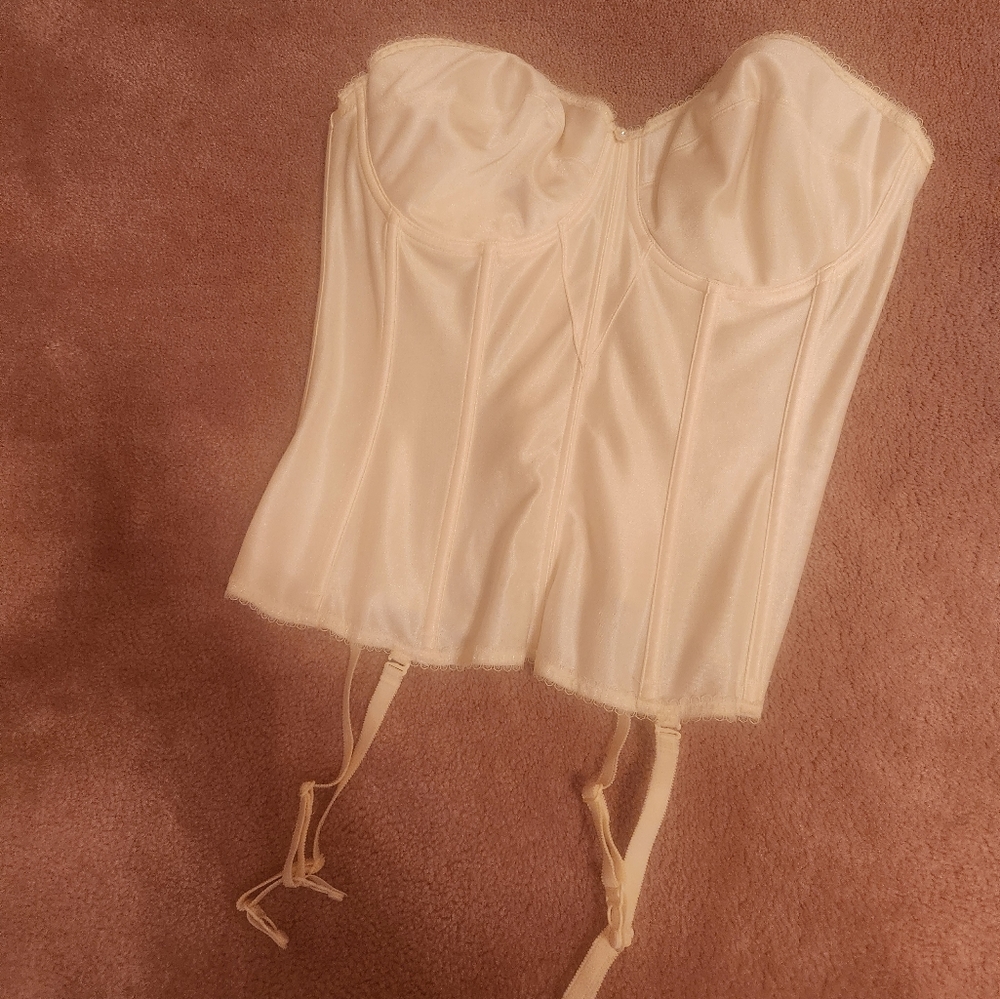 Dominique Long Line Bustier with 4 Removable Garters NWOT